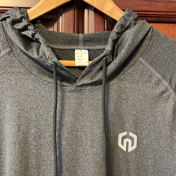 Like New Super Cool😎 Gray Pullover Hoodie Long Sleeve Stretch Fleece Sportswear - Picture 6 of 8